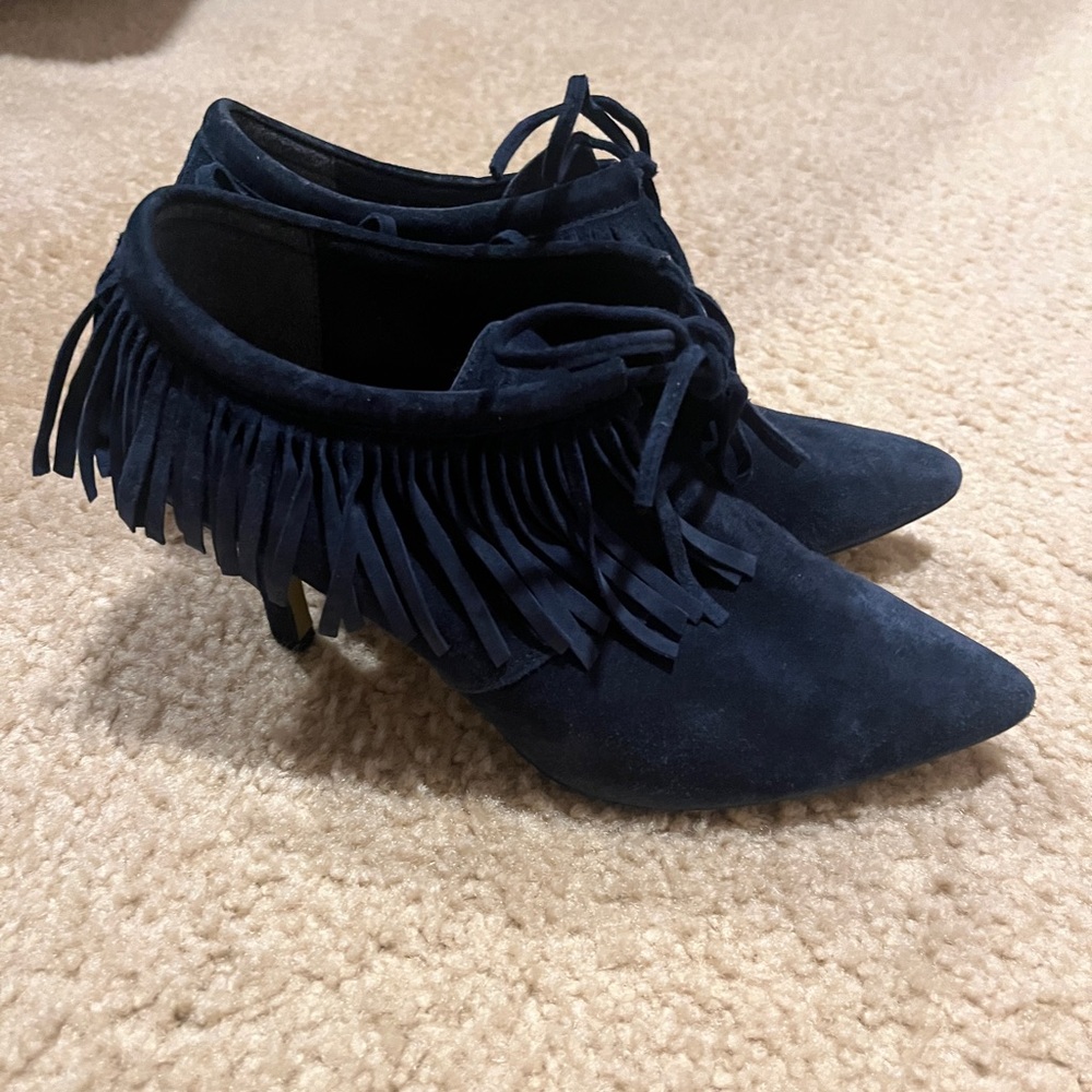 Blue Suede Fringe Bootiex